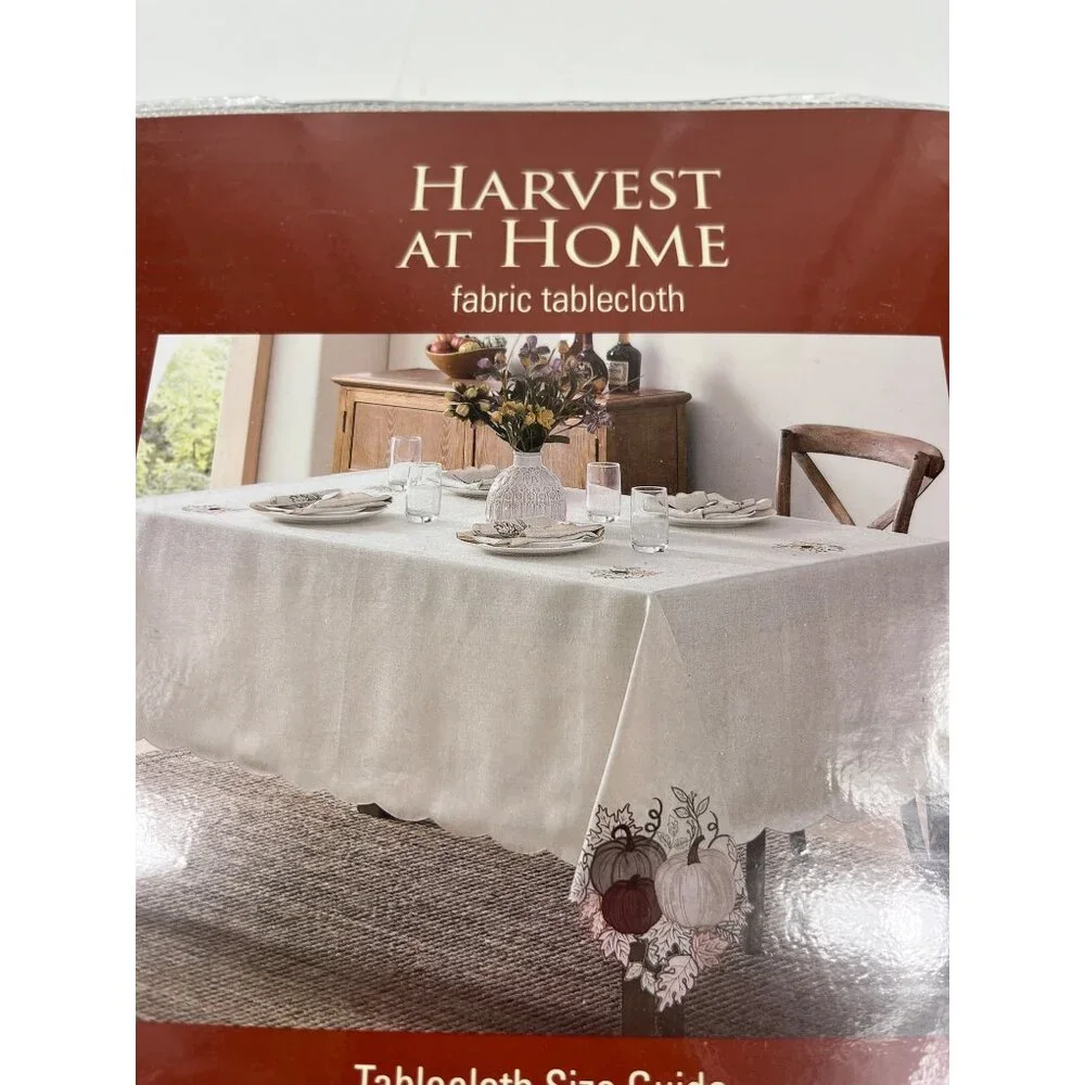 Elrene Fall Pumpkin Foliage Cutwork Embroidered Tablecloth 60 in x 102 in Oblong